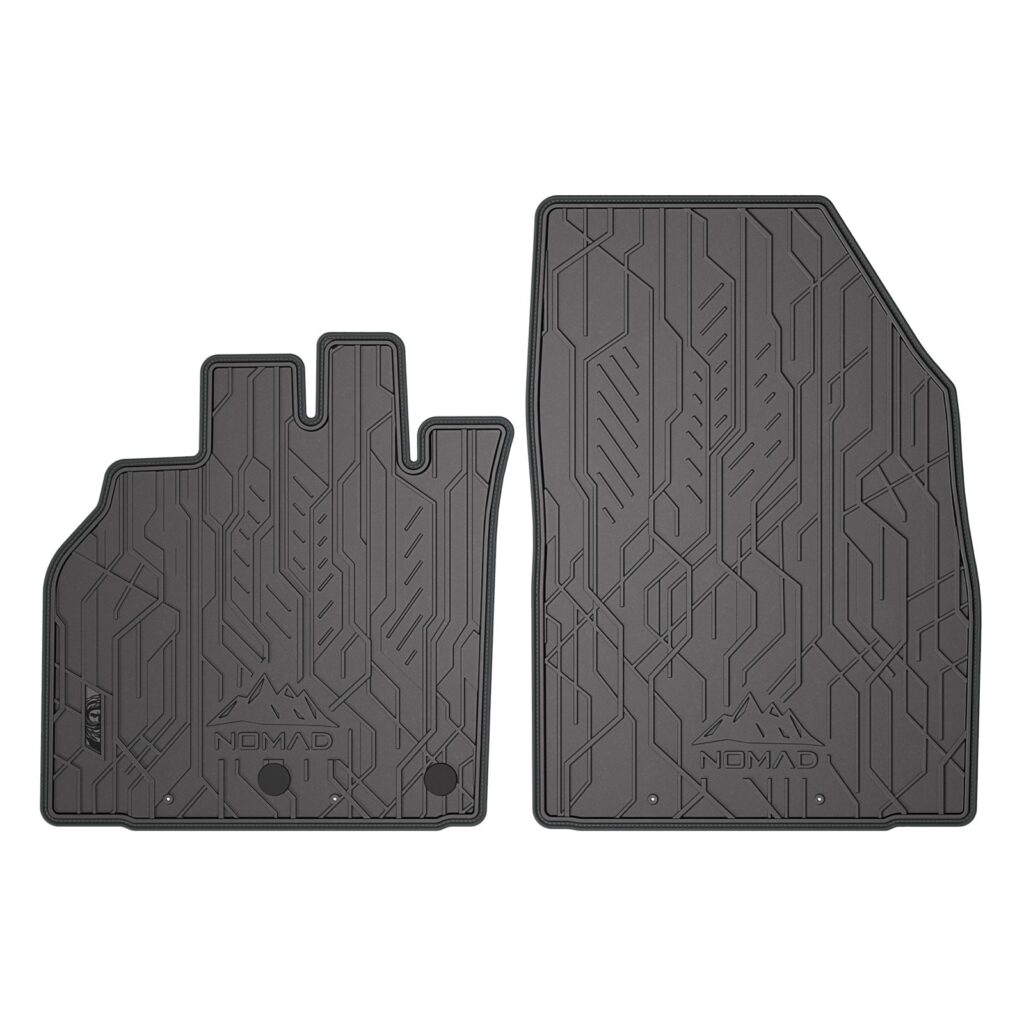 Dywaniki samochodowe NOMAD przednie ze skórzaną szarą lamówką dopasowane do Renault Grand Scenic II 2009-2016
